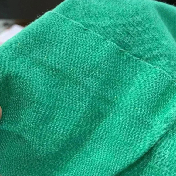 Vintage 1970's green cotton button front with pockets  A-line Skirt - Picture 9 of 9